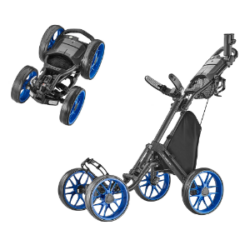 Amazon [amazon.com] has 4-Wheel CaddyTek Golf Cruiser One V8 Push Cart (Blue) for $120. Shipping is free.